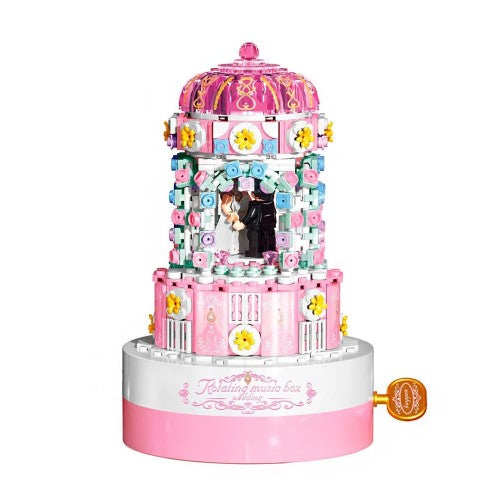 537 PCS Rotating Music Box Bulding Block Set, Wedding Cake Music Box Constructor 537 PCS Rotating Music Box Bulding Block Set, Wedding Cake Music Box Constructor